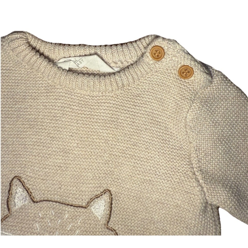 Rene Rofe Fox Knit Sweater Baby 6-9 Months Beige Woodland Forest Earthy Neutral - Picture 3 of 8